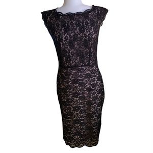 Loft Black Lace dress with blush lining